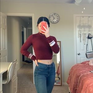 Red Hollister Cropped Sweater
